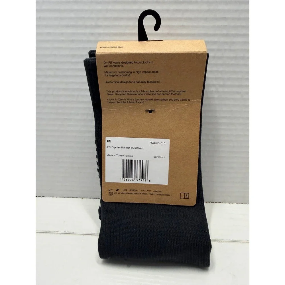 Nike Strike Soccer Dri-Fit Knee-High Black Socks Size XS (13C-3Y)